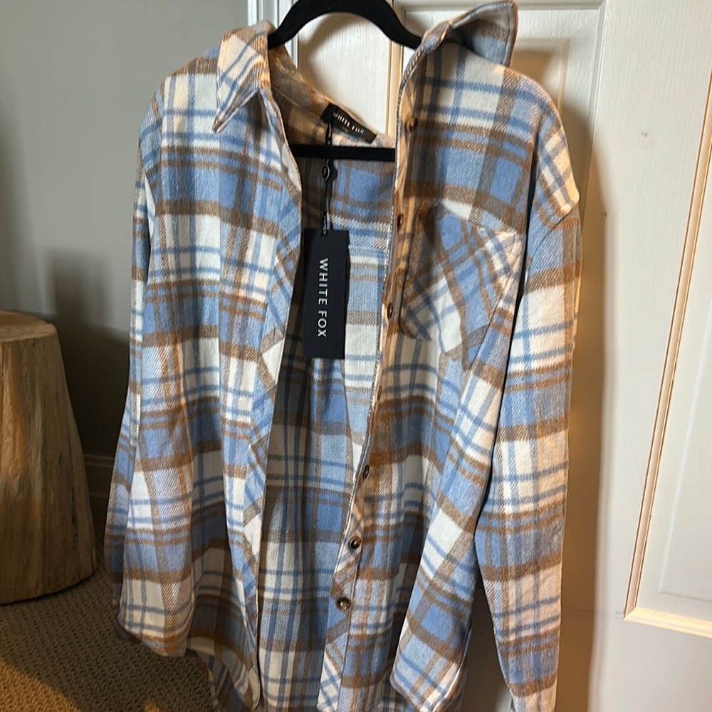 White Fox Blue and Brown Plaid Shirt